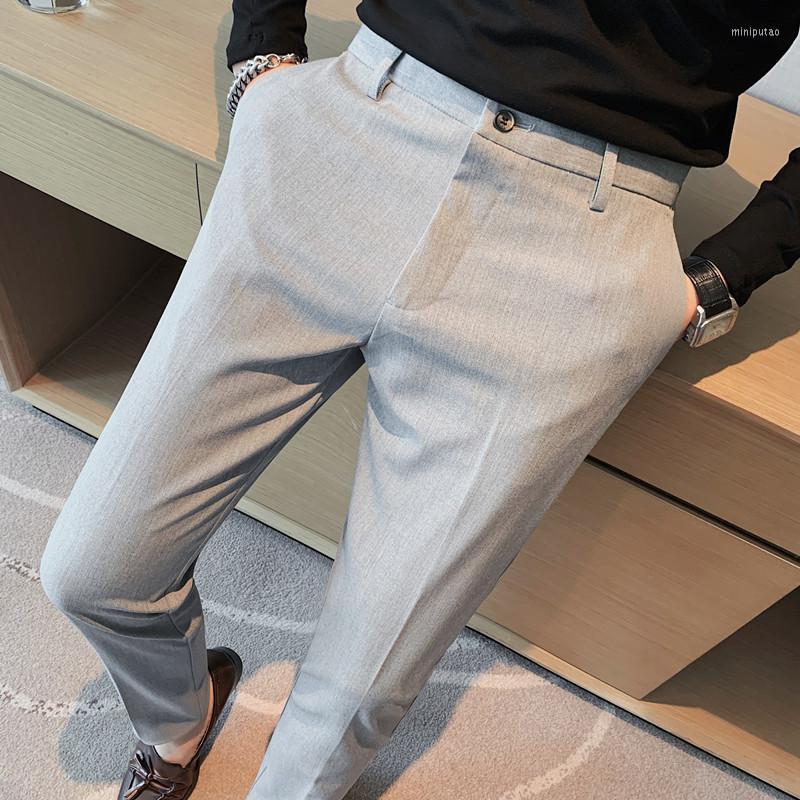 

Men's Suits Plus Size 40 38 Men Business Social Suit Pant 2022 Autumn Formal Slim Fit Wedding Trouser Mens Brand Fashion Casual Dress Pants, Dark grey