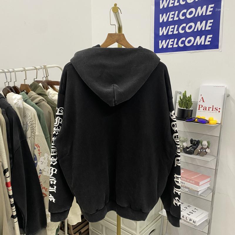 

Men's Hoodies Quality Black Askyurself Good Fashion Hoodie Men Heavy Fabric Sanskrit Print On Sleeves Women Pullover Hooded Sweatshirts