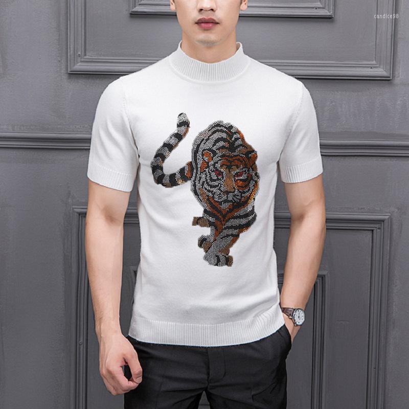 

Men's Sweaters Autumn/Winter Base Knitted Short-Sleeved Men's Sweater High-Quality -Drilling Craftsmanship Slim Wool T-Shirt Oversized, As shown asian size
