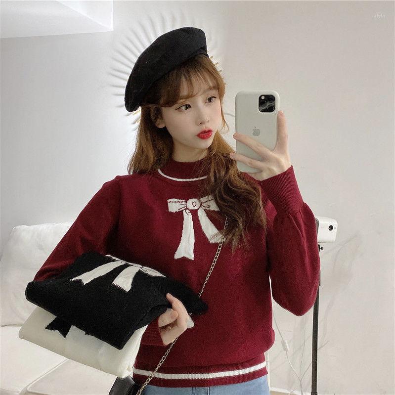 

Women' Sweaters Woman Chandails Round Neck Sweater Women' Long Sleeve Autumn And Winter Pullover Inner Loose Top, Black