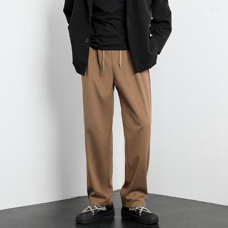 

Men's Pants 4 Colors Straight Woolen Men's Autumn And Winter Casual Fashion Loose Drape High Street Male Y2k Baggy Trousers, Black