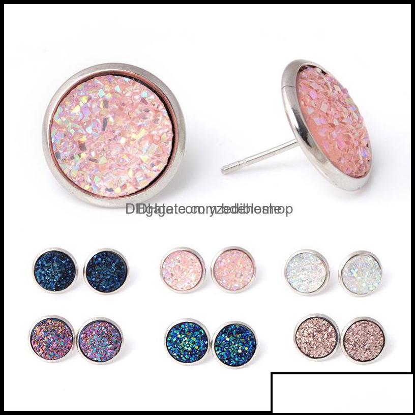 

Stud Stud Earrings Jewelry High Quality Resin Druzy For Women Simple Shining Tone Hypoallergenic Female Fashion Gift Drop Delivery 2 Otgqm