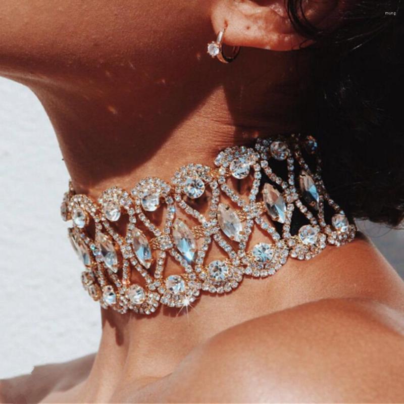 

Choker 2022 Big Rhinestone Crystal Statement Necklace Women Collar Chocker Chunky Collier Luxury Wedding Jewellery