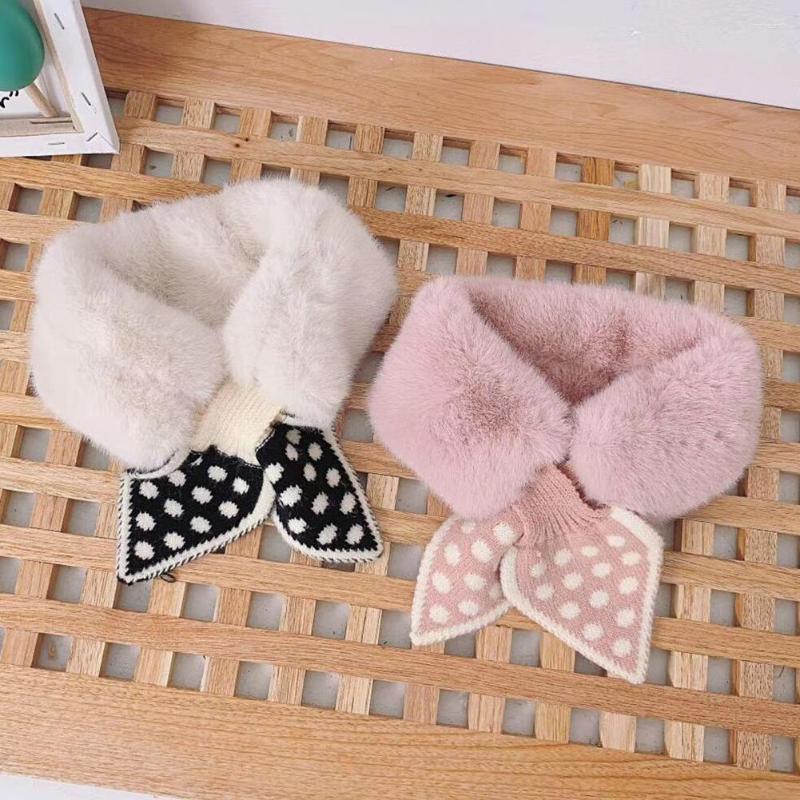 

Scarves Keep Warm Skin-affinity Winter Sweet Dotted Cross Kids Knitted Scarf For Daily Wear