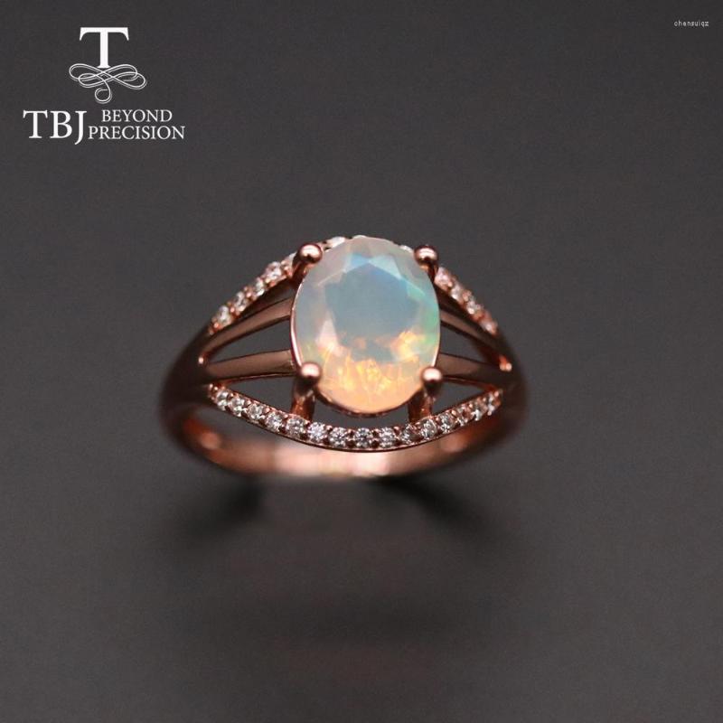 

Cluster Rings TBJ Oval 8 10mm 2.5ct Natural Ethiopia Opal Ring Real Colorful Gemstone Fine Jewelry 925 Sterling Silver For Women Daily Wear