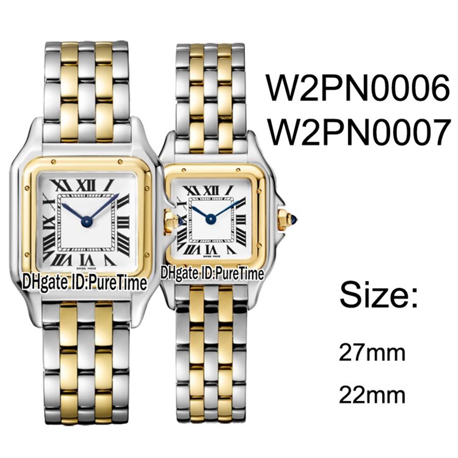 

New W2PN0006 W2PN0007 Two Tone Yellow Gold 27mm 22mm White Dial Swiss Quartz Womens Watch Ladies Stainless Steel Watches 10 Pureti304u, B25-b1 (6)