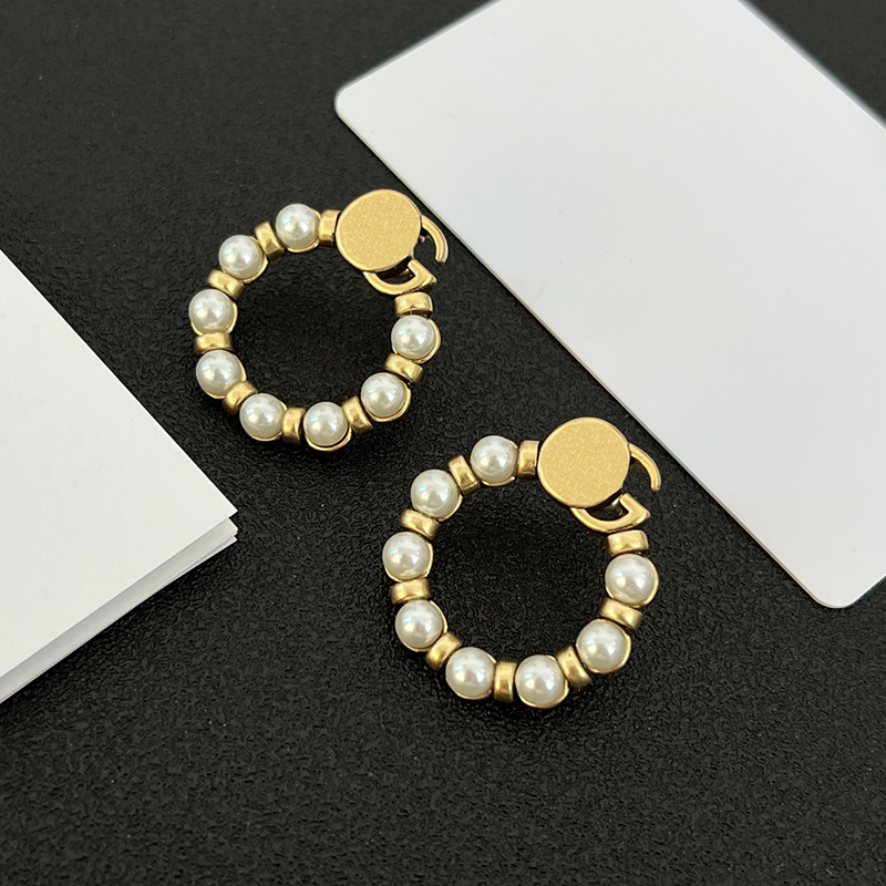 

Designer Fashion Earrings Trend Womens Circle Pearl Earring Explosive Stylish All Match Ladies Earrings Vintage Premium Earring D22110401JX