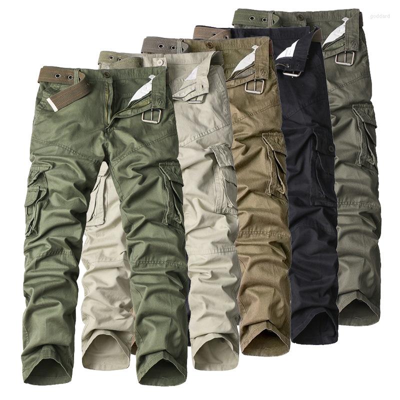 

Men's Pants Pure Cotton Tactical Trousers Men Outdoor Cargo Straight Wear-resistant Loose Solid Color Casual Multi-pockets3X, Photo color