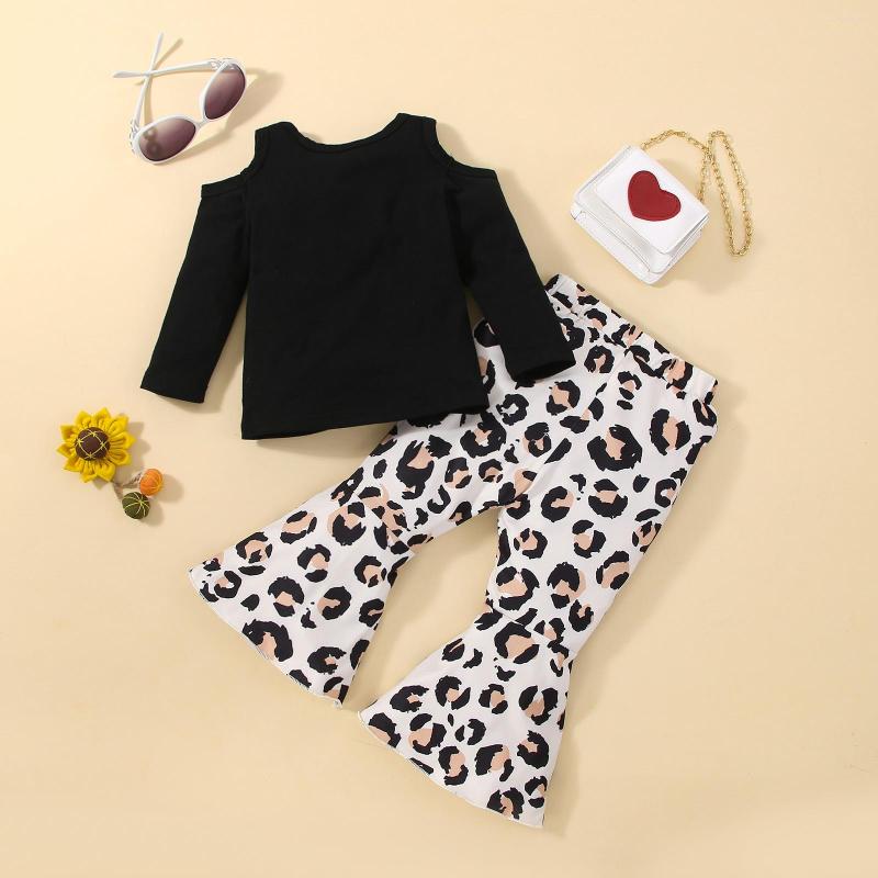 

Clothing Sets Born Baby Girl Pants Set Letter Long Sleeve Pollover Rufle Leopard Infant Shirt Outfit