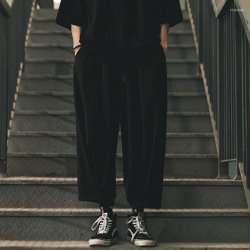 

Men' Pants Men' Dark Casual Summer Fashion Wide Leg Folding Design Hairdresser Oversized, Black