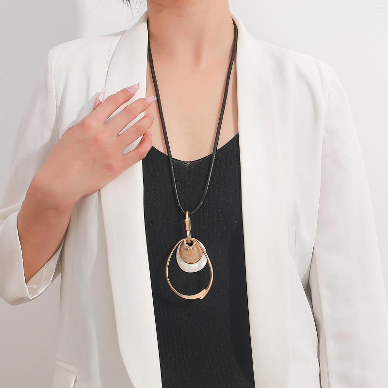 

Pendant Necklaces ALLYES Vintage Statement Collar Chains Waterdrop Stone Bead Suspension Necklace For Women Charm Jewelry Accessories