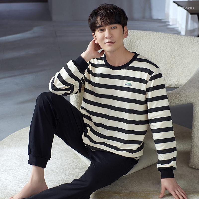 

Men's Sleepwear QUHENG Cotton Men's Pyjamas Suits Spring Autumn Simple Casual Male Night Pajama Party Homewear Indoor Rest Clothes