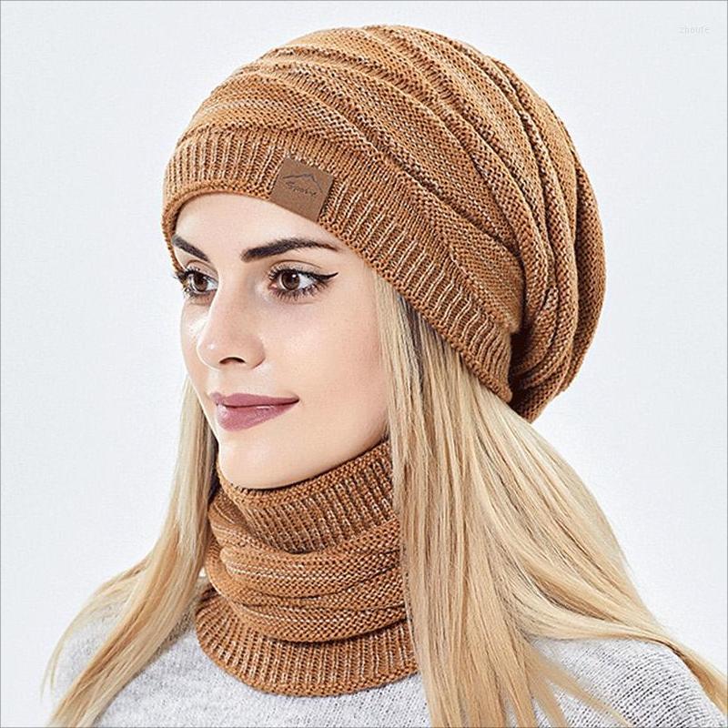 

Berets Winter Warm Hat Scarf Set Men's Women's Cable Knit Beanie Thick Skullies Caps Outdoor Ski Cap Neck Guard With, Blue
