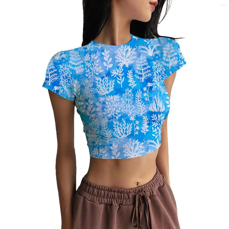 

Women's T Shirts Tie-dye Smudge-dyed Women's T-shirt Short High Waist Gradient Color Sleeve Fashion Street All-match Top, Black