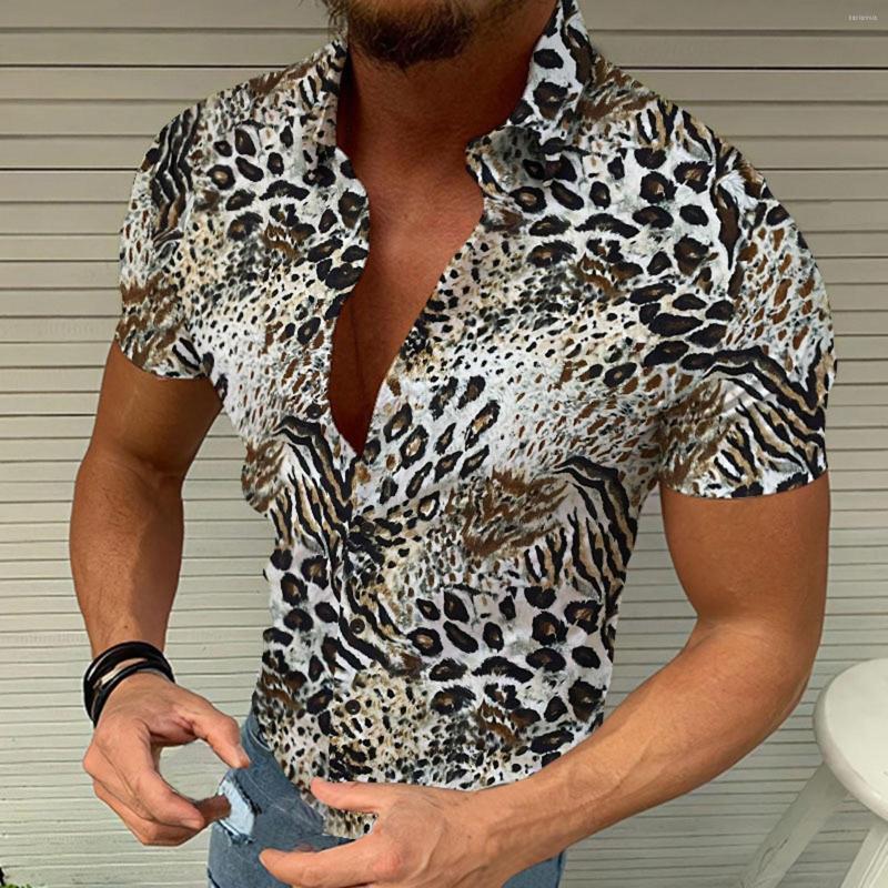 

Men's Casual Shirts Men Spring And Summer Lapel Single Breasted Full Print Beach Vacation Outdoor Holiday Dress Shirt Button, Blue