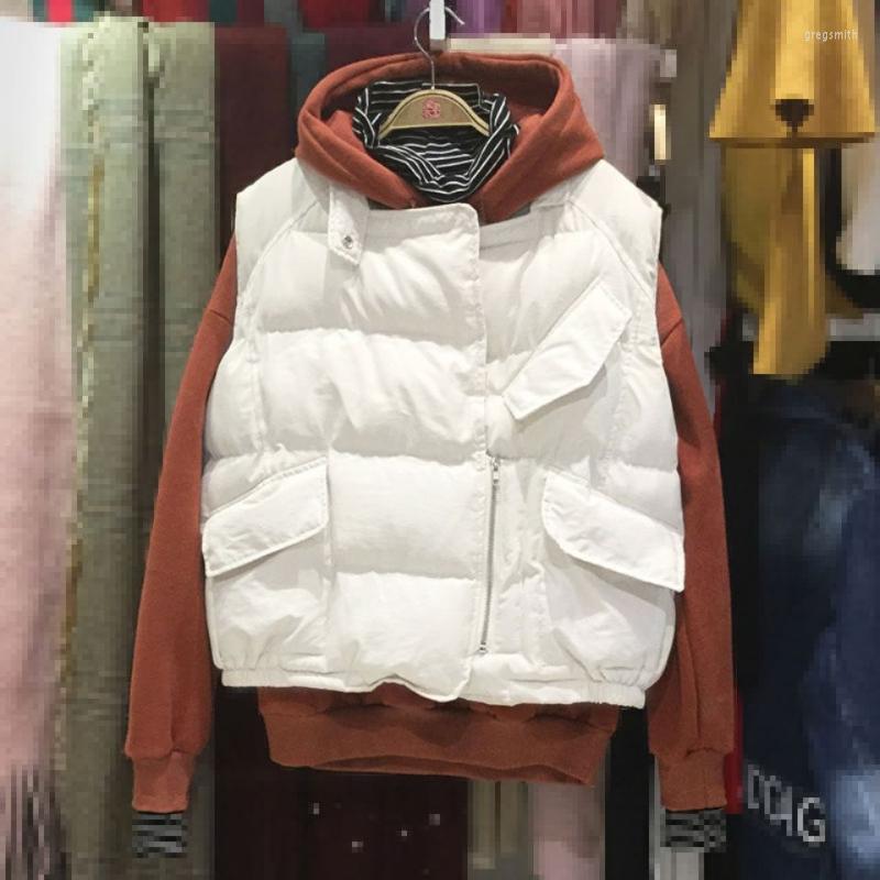 

Women's Vests Women Thick Down Cotton Vest Winter Autumn Solid Parker Waistcoat For Female Stand Collar Loose Sleeveless Jacket Coat E450, Black