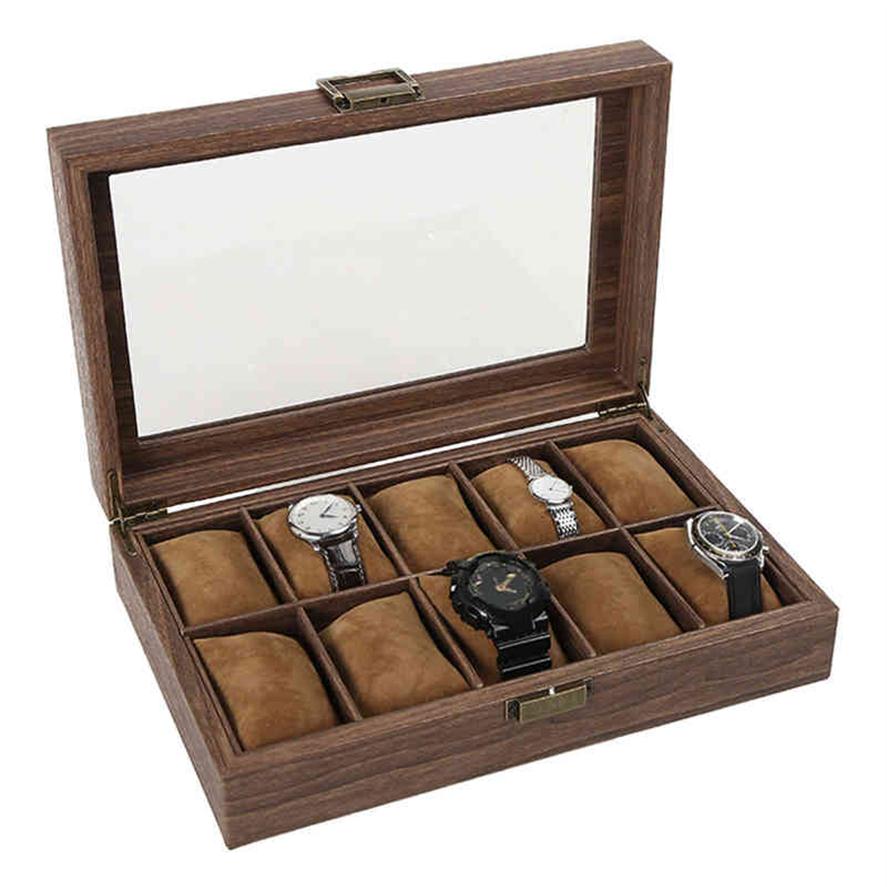 

Luxury Watch Box Mens Womens Jewelry Rings Organizer Holder Glass Window H2205122589