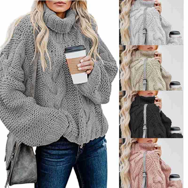 

Women' Polos Autumn And Winter 2022 High Collar Pullover Coat Europe America Loose Long Sleeve Solid Fried Dough Twist Short Sweater, Red