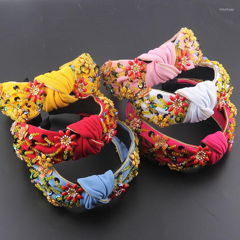 

Hair Clips Fashion Baroque Inlaid Rhinestone Flower Crystal Tassel Sequin Headband Ladies Prom Catwalk Accessories Headwear 938