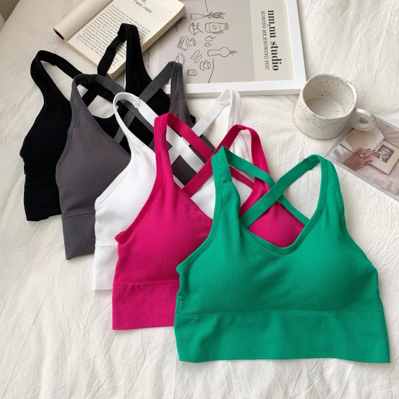 

Women's Tanks ITOOLIN 2022 Summer Women Cross Halter Crop Tops Knitted Sexy Camis Tank Top Female Bare Midriff Underwear, Green