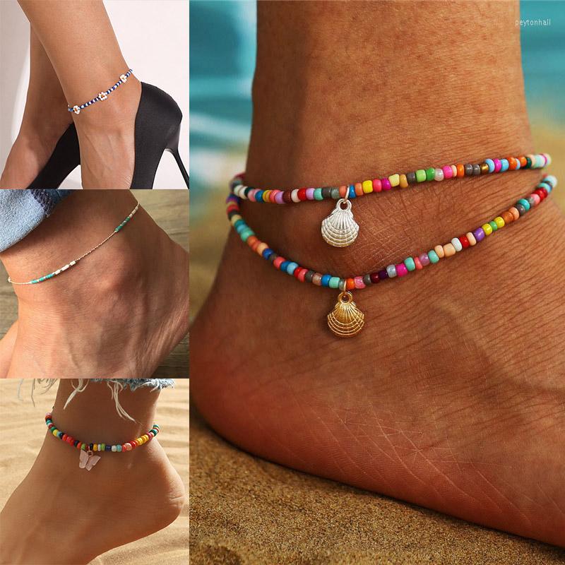 

Anklets Shell Anklet Colorful Bead Starfish Bracelet For Women Fashion Vintage Handmade Sandal Butterfly Foot Chain Boho Jewelry Gift