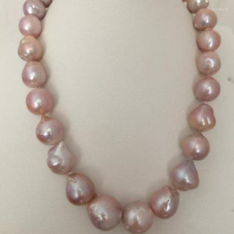 

Chains Huge 14-15mm South Sea Baroque Lavender Pearl Necklace 18inch 925silver