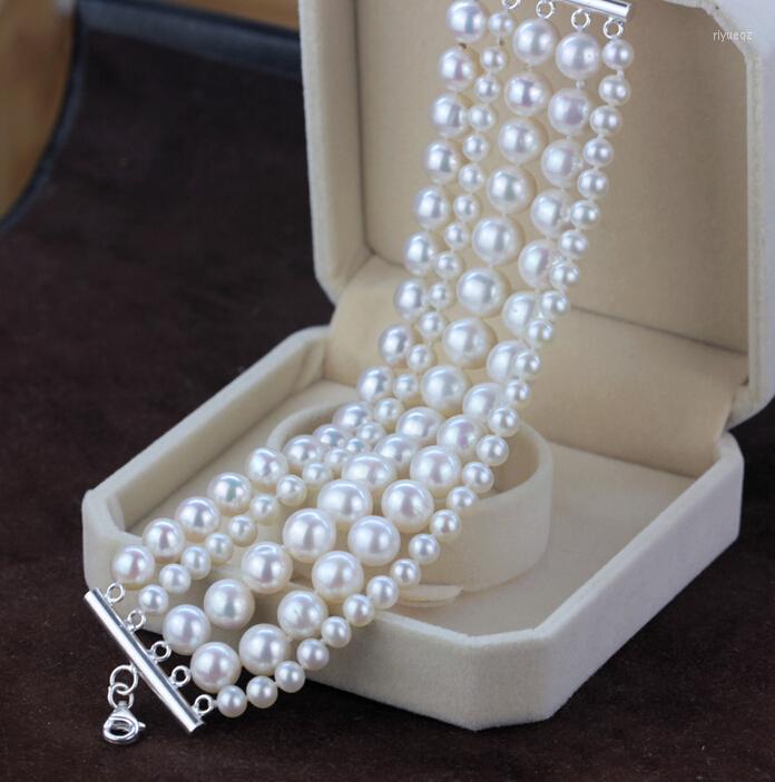 

Strand Natural Freshwater Pearl Bracelet Multi-layer Gradual Design Hand String