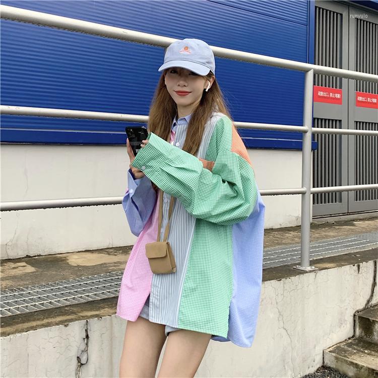 

Women's Blouses Spring And Autumn Striped Plaid Stitching Long-sleeved Women's Shirt, Picture shown