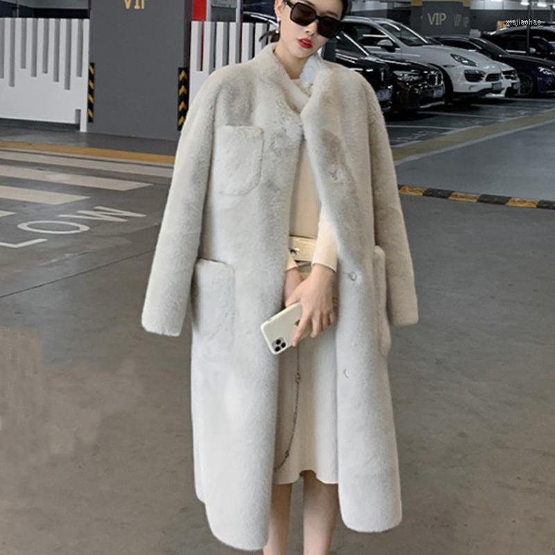 

Women' Fur Winter Jacket Women Clothing Coat Long Faux Coats And Jackets Fashion Clothes Chaquetas Para Mujer Zm, White