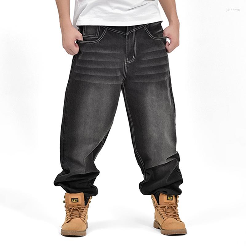 

Men's Jeans -46 Plus Size Men Drawstring Elastic Waist Loose Solid Males Baggy Cowboy Leisure Chic Harajuku Trendy Denim Trousers, Black