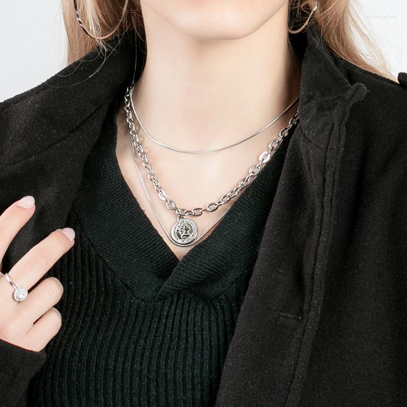 

Choker 2022 Personality Hip Hop Multilayer Necklace Metal Smile Pendant Silver Color Chain For Women Men Unisex Jewelry