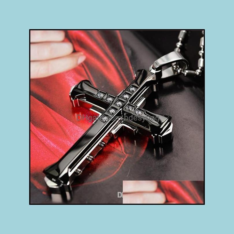 

Pendant Necklaces Mens Crystal Cross Pendant Sier Gold Black Stainless Steel Necklace Drop Delivery 2021 Necklaces Pendants Jewelry Otm2F