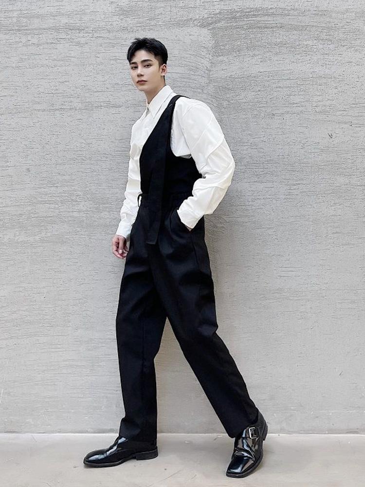 

Men's Pants Straps Detachable One-piece Loose Regular Designer 2023 Solid Color Autumn Fashion Male Trousers Vintage 2A5961, Black