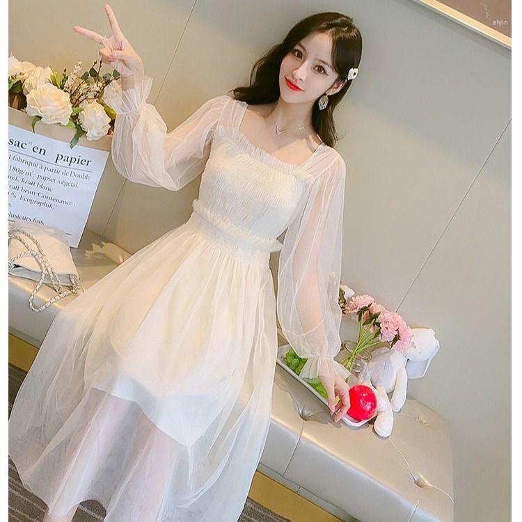 

Casual Dresses Women Dress Women' Spring Autumn Clothes Mesh Vestido De Mujer Femme Robe, Pink