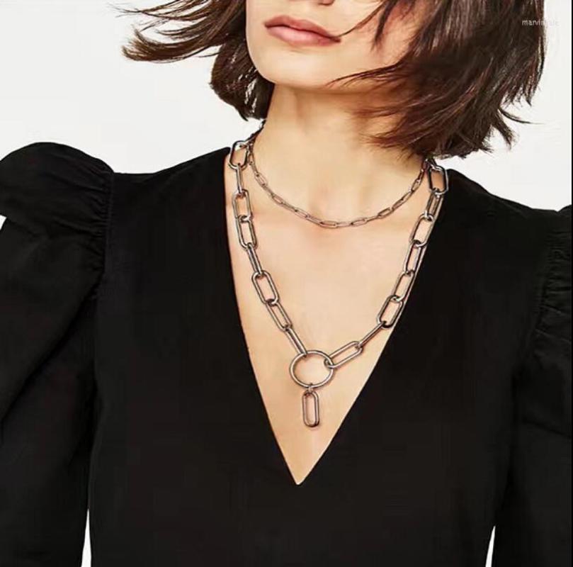 

Chains Big Necklace Simple Double Chain Pendant European And American Jewelry