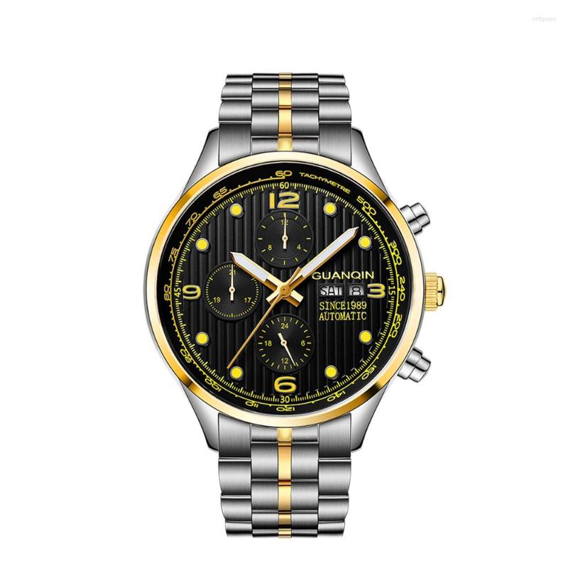 

Wristwatches Mens Watch For Men Watches Stainless Steel Strap Waterproof Calendar 24 Hours Display Luminous Mechanical Automatic, B-black