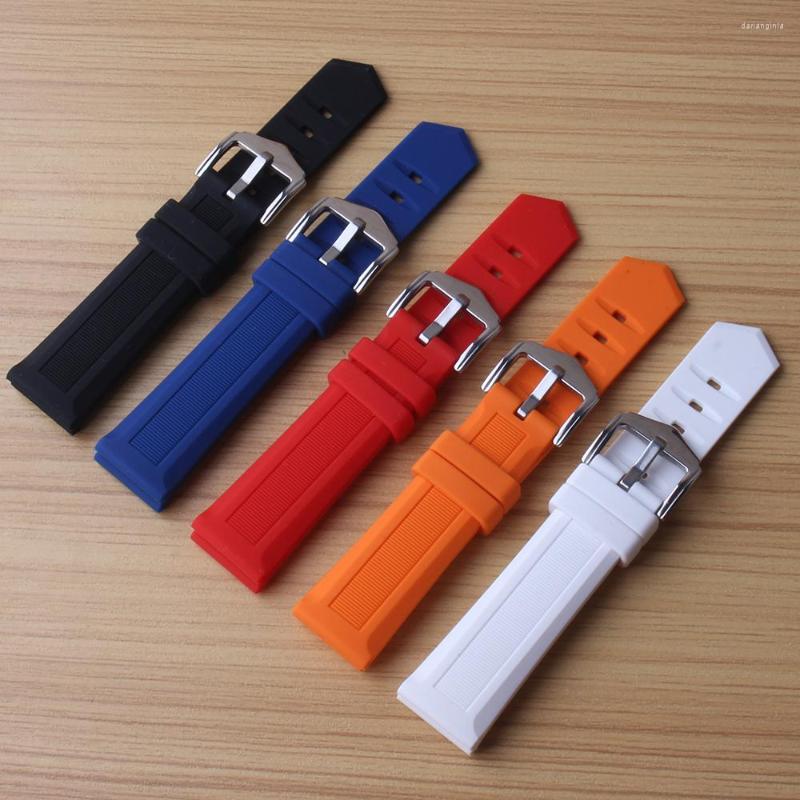 

Watch Bands Watchband 18 19 20 21 22mm 23mm 24mm 26mm 28mm Black Orange Red Blue White Silicone Rubber Band Straps Bracelets Tools