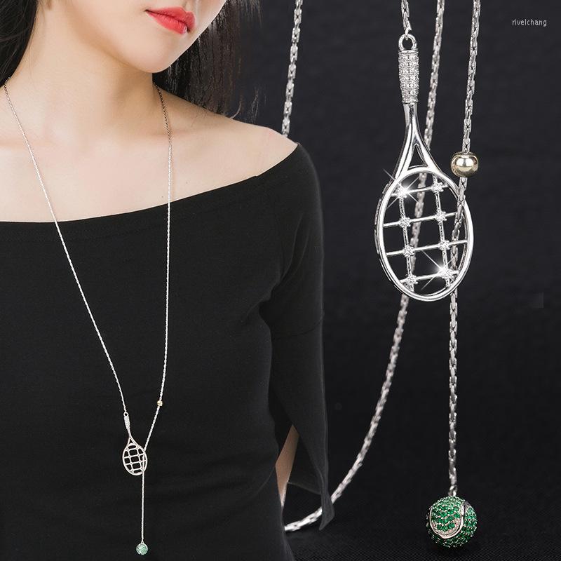

Pendant Necklaces DOYUBO Fashion Stainless Steel Tennis Racket Sweater Long Chain Women's Elegant Necklace Accessories DC255