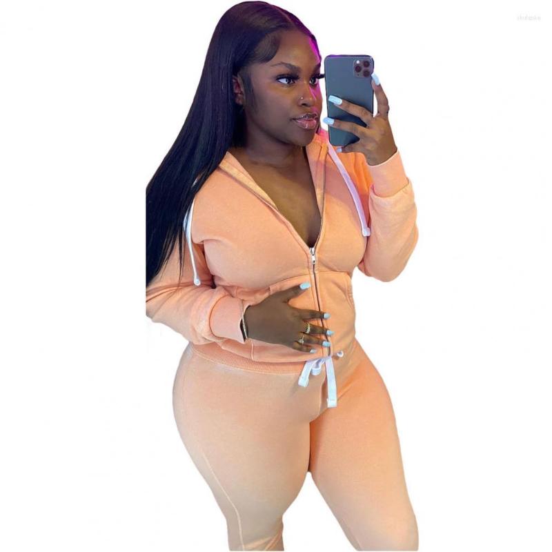 

Women's Two Piece Pants 2Pcs/Set Sport Outfit Long Sleeves Windproof Sweatshirt Set Pure Color Slim Fit Hoodie Jacket Sweatpants, Green