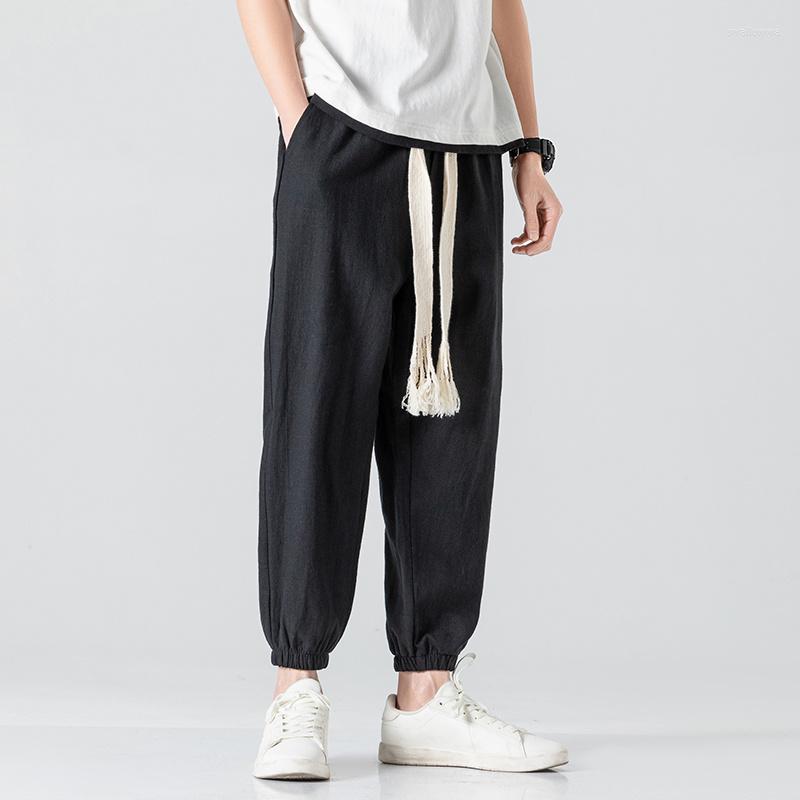 

Men's Pants Chinese Style Linen Jogging Spring Summer Retro Harem Cropped Men Clothing Plus Size Sport Black Joggers Male