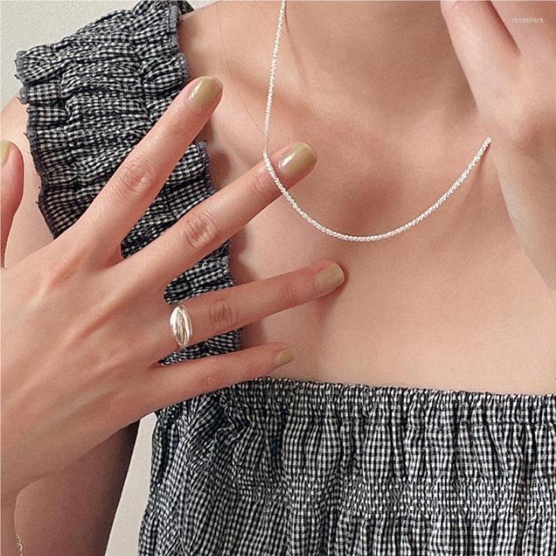 

Chains S925 Gold/Silver Flat Shiny Glossy Chain Necklaces Minimalist Statement Elegant Chokers For Women Jewelry