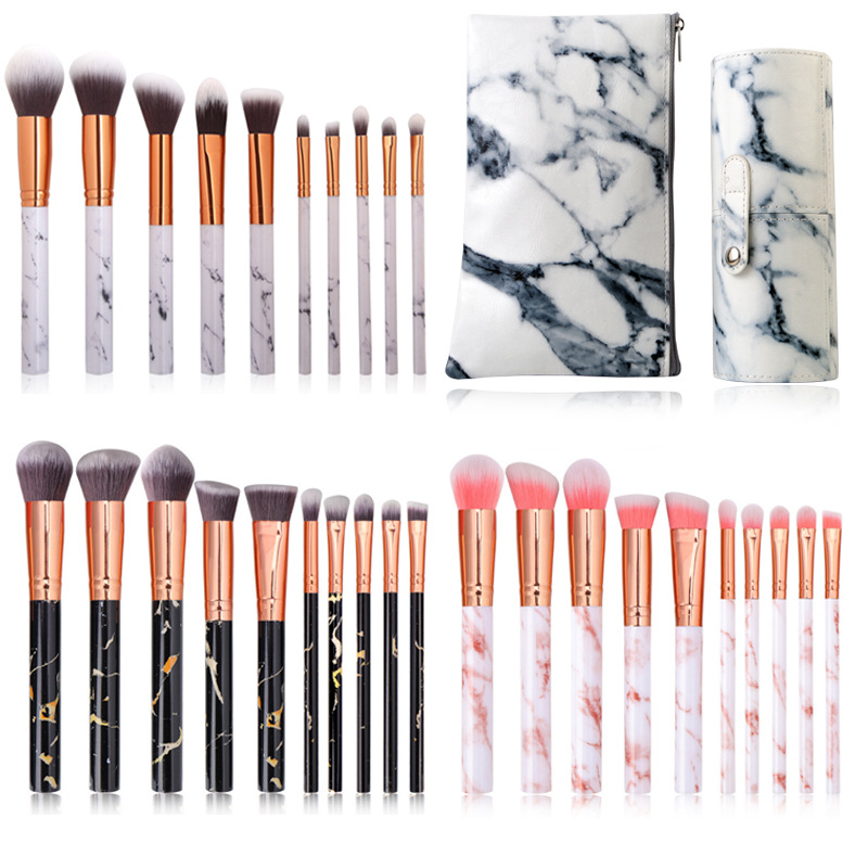 

10Pcs Marble Pattern Makeup Brushes Tool Set Cosmetic Powder Eye Shadow Foundation Blush Blending Beauty Make Up Brush Brocha De Maquillaje