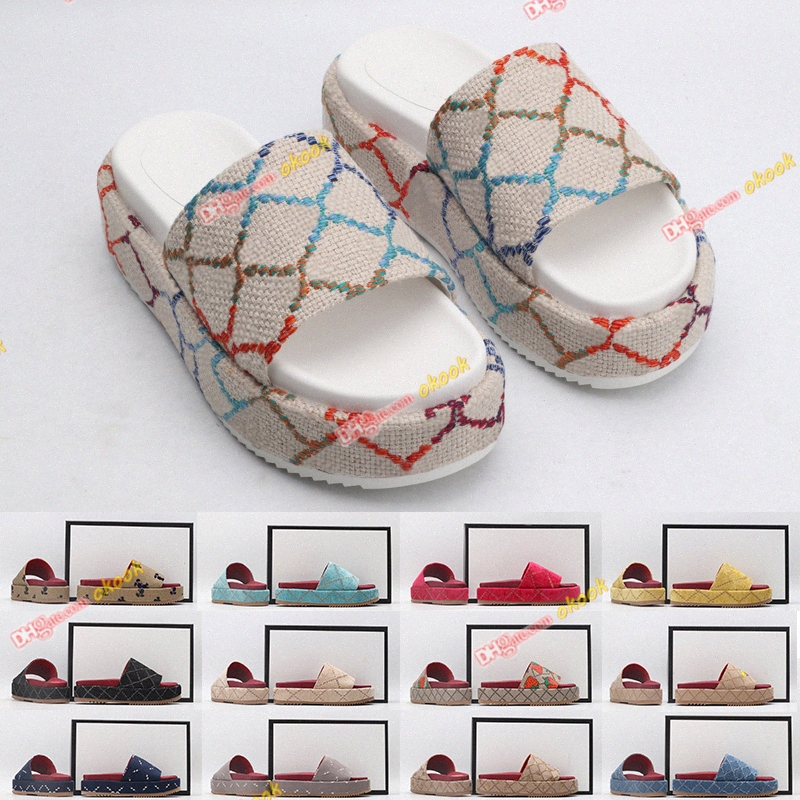 

LM Luxurys Designer Sandals men women g denim slippers Classic Floral Brocade slides flats leather rubber Platform 5.5cm Flip Flops Gear Bottoms Beach O6Bj#, Color#1