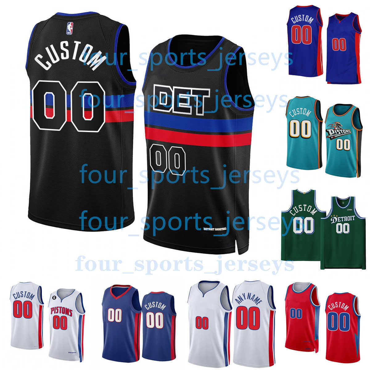 

Custom Printed 2023 New Basketball Jerseys Bogdanovic Cunningham Burks Duren Ivey Bagley Noel Hayes Diall Joseph Knox Stewart Bey Livers''Pistons''