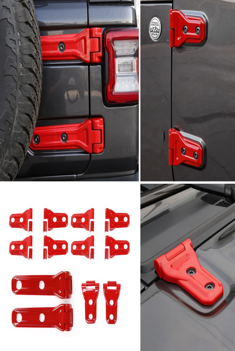 

4Door Car Door HingeHinge CoverSpare Tire Holder Hinge Cover Red For Jeep Wrangler JL 2018 Auto Exterior Accessories9839211