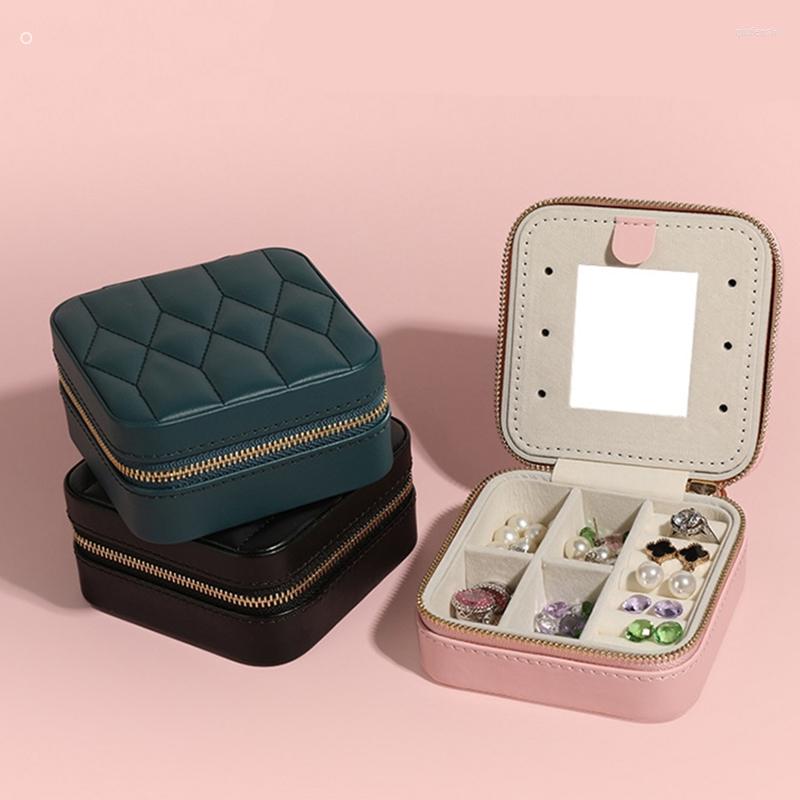 

Jewelry Pouches Portable Storage Box Mini Display Case Container Jewellery Organizer Gift For Women Girl Rings Earring Necklace