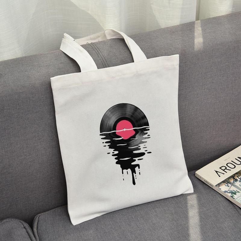 

Shopping Bags Record Art Canvas Bag Totes Simple Print Girls Life Casual Pacakge Vintage Shoulder For Women Trend Handbag, C44-41white