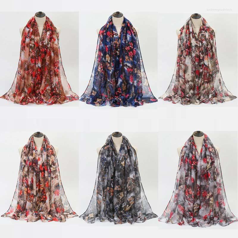 

Scarves Women Ladies Long Vintage Rose Flower Print Pattern Shawl Scarf Warp Stole