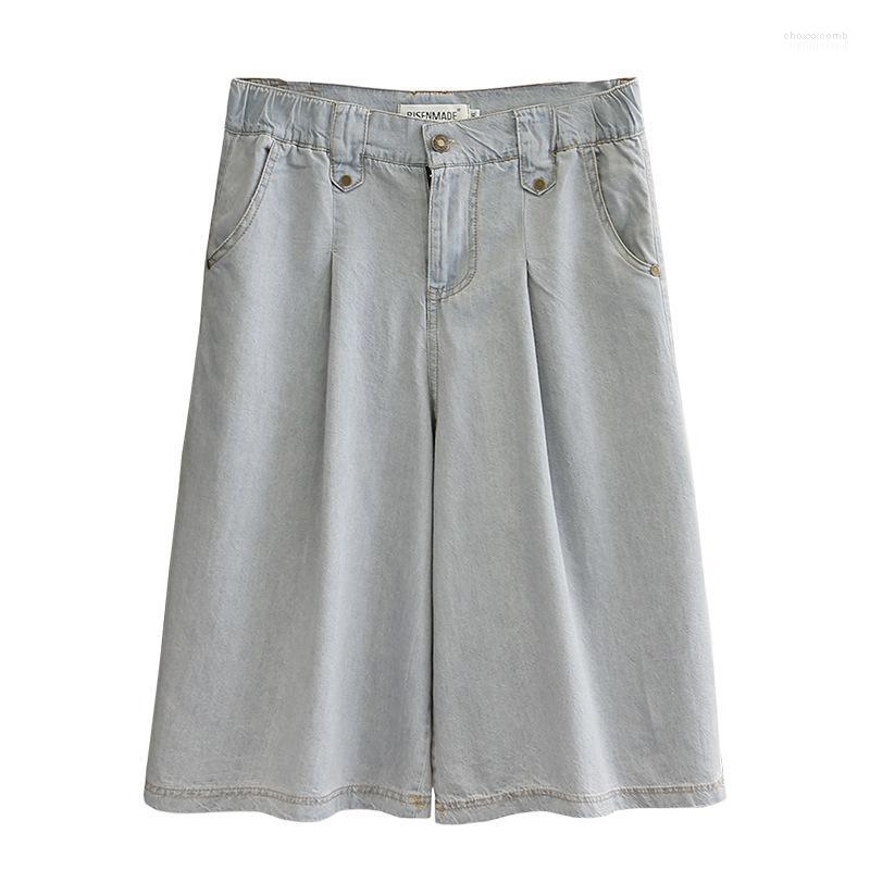 

Women's Jeans Women's Women Summer Lady Wide Leg Pants Female Thin Denim Trousers Knee Length Loose Fashion Plus Size Pantalones S6, Light blue