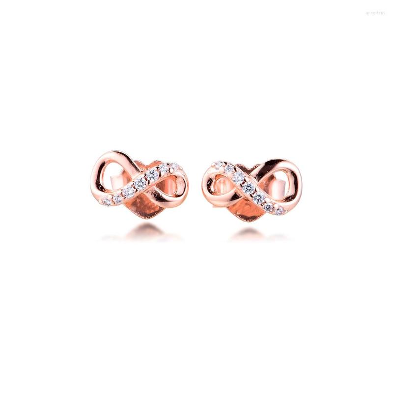 

Stud Earrings Authentic 925 Sterling Silver Rose Gold Sparkling Infinity For Women Fine Jewelry Sterling-Silver-Jewelry Brincos